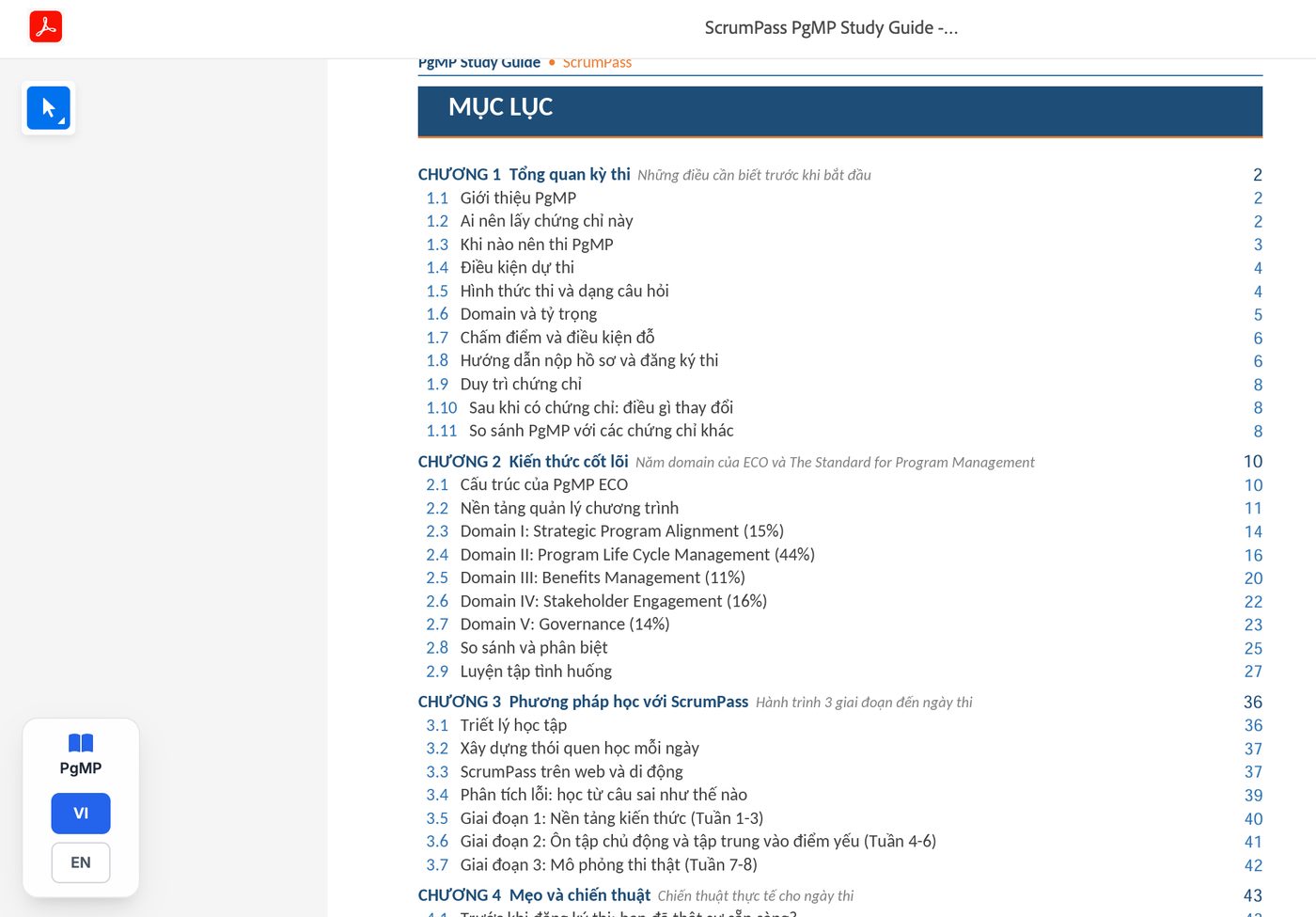 Study Guide bản tiếng Việt, chuyển sang tiếng Anh bằng 1 nút